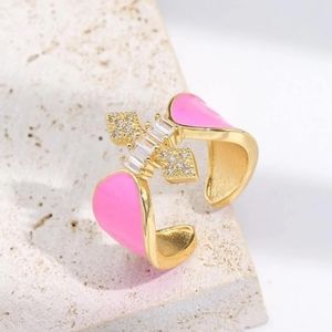 Gold plated Enamel Pink Ring